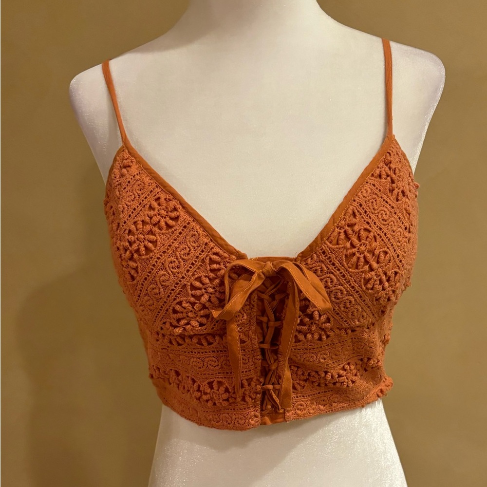 American Rag knitted cropped halter top size small
